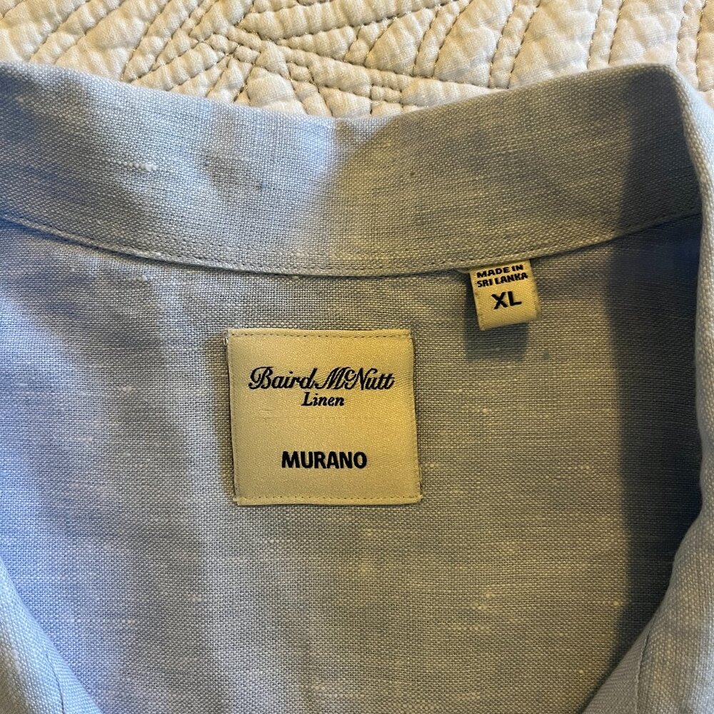 MURANO BAIRD McNUTT SZ XL SHORT SLEEVE 100% LINEN CASUAL SHIRT